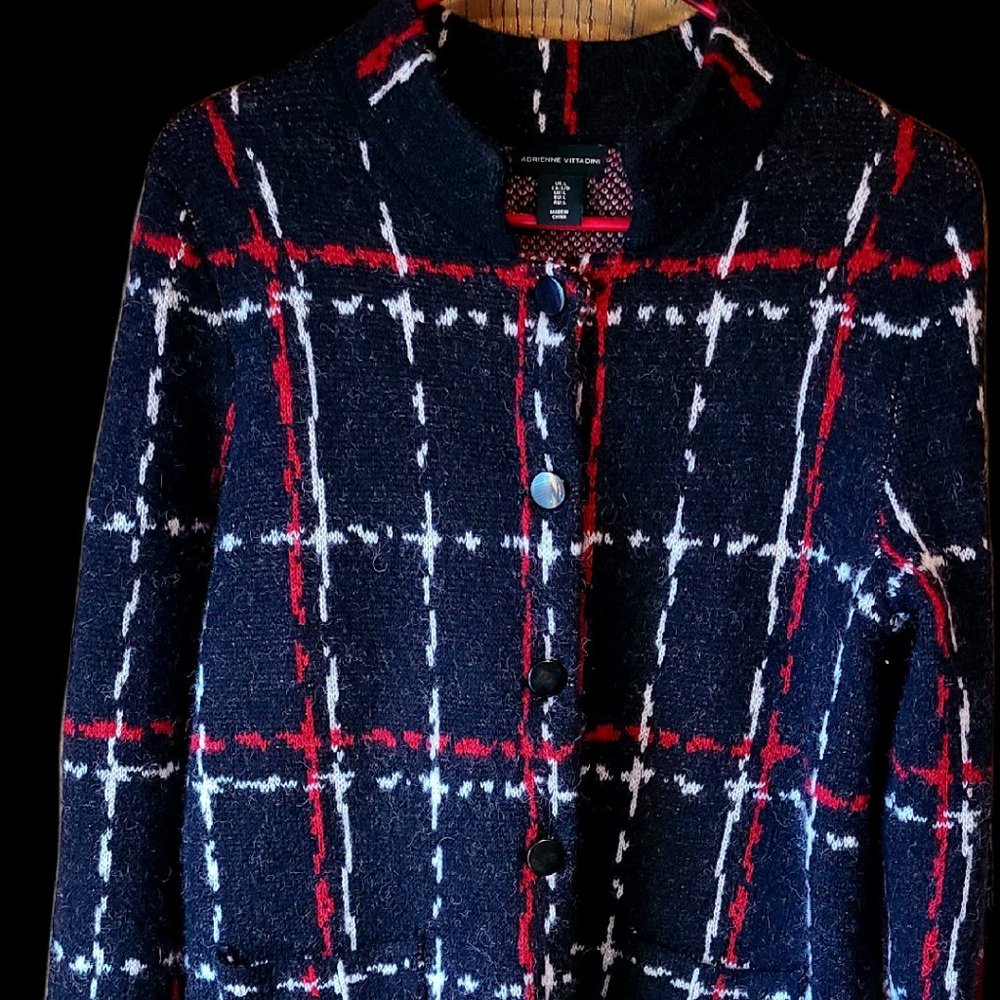 Adrienne Vittadini Women's Size L Colorblock Red and black Classic Sweater NWOT